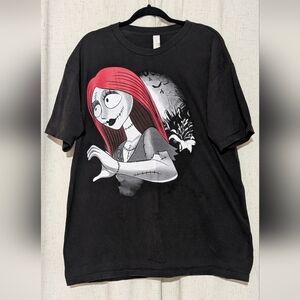 Disney Sally  The Nightmare Before Christmas Black Graphic Loose Tee